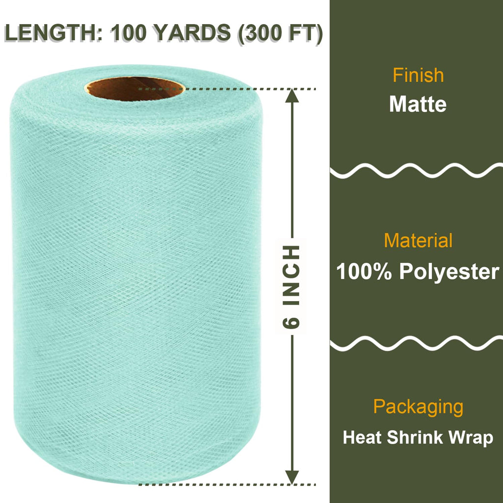 Aqua Blue Tulle Fabric Roll 6 Inch x 100 Yards