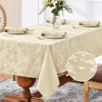 Jacquard Rectangle Tablecloth 60 x 84 Inch, Beige