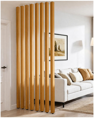 8′ Partition Posts Room Divider, Natural Wood Grain Screen Divider Columns