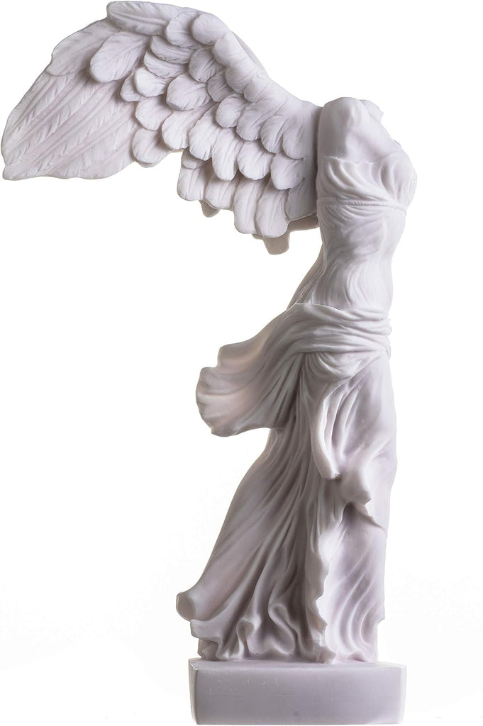 Winged Victory of Samothrace Statue Alabaster Ancient Ruins Louvre Museum Figurine 13.8 Inches