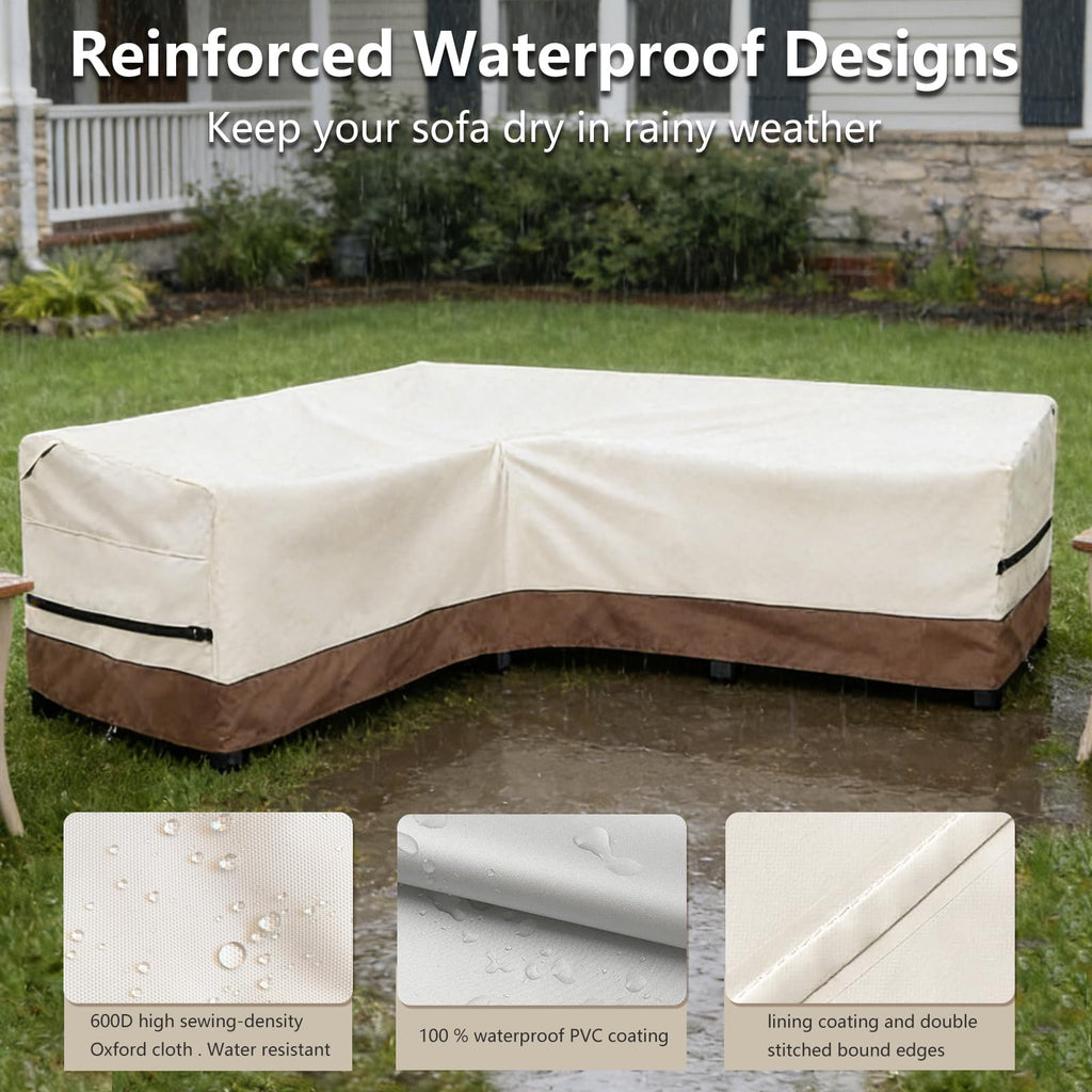 Outdoor Sectional Cover, L-Shaped Patio Furniture Covers for 6-Seater Outdoor Sectional Furniture Couch 85"(110''L) x