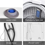 Portable Washing Machine, Full Automatic Washer and Dryer Combo, with Built-in Pump Drain 8 LBS Capacity Compact