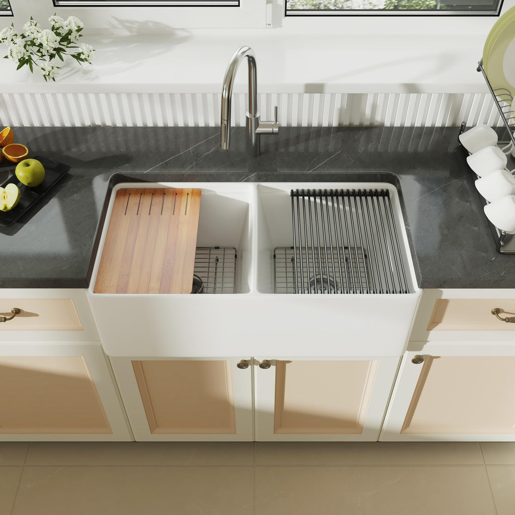 Farmhouse Sink Workstation 33 Inch White Apron Front Farm Sink
