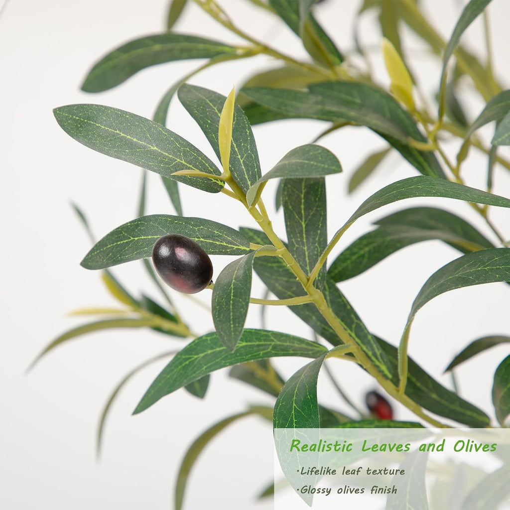 Majestic Faux Olive Tree 6ft - Artificial Olive Tree Indoor & Outdoor with Lifelike Leaves & Textured Branches