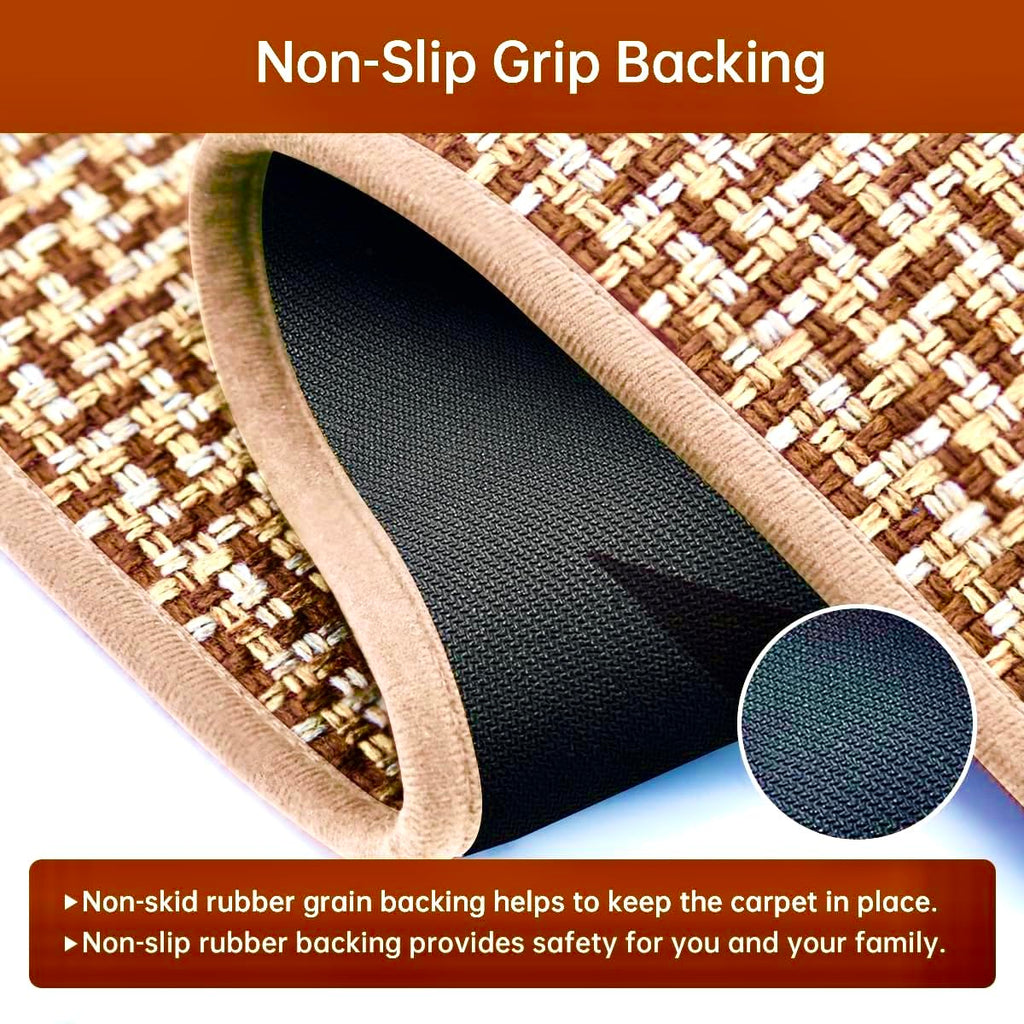 Kitchen Rugs and Mats Non Skid Washable Set of 2 PCS, Absorbent Runner Rugs, Farmhouse Weave Floor Mats in Front of