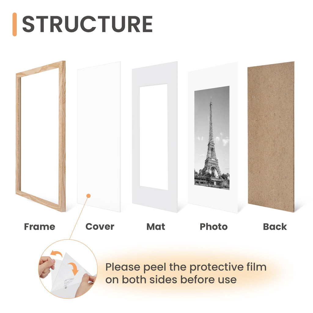 11x14 Picture Frame, Gallery Wall Frames Set of 5, Natural Style