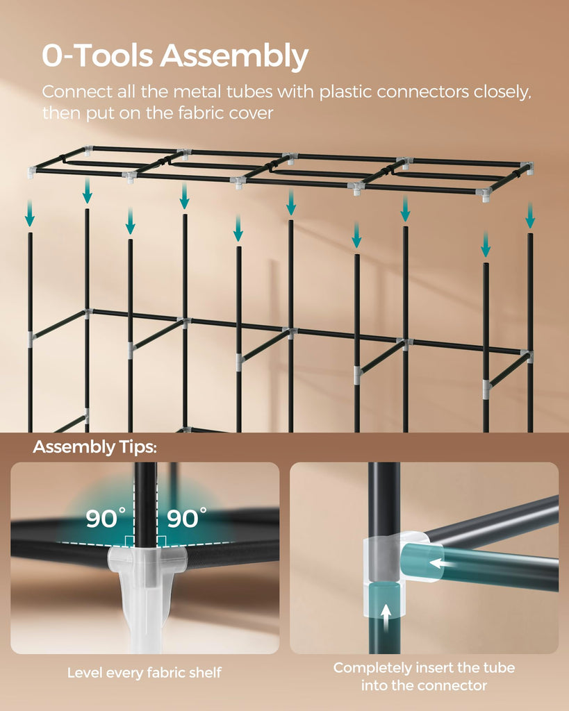 Portable Closet with Cover, 4 Hanging Rods and Shelves