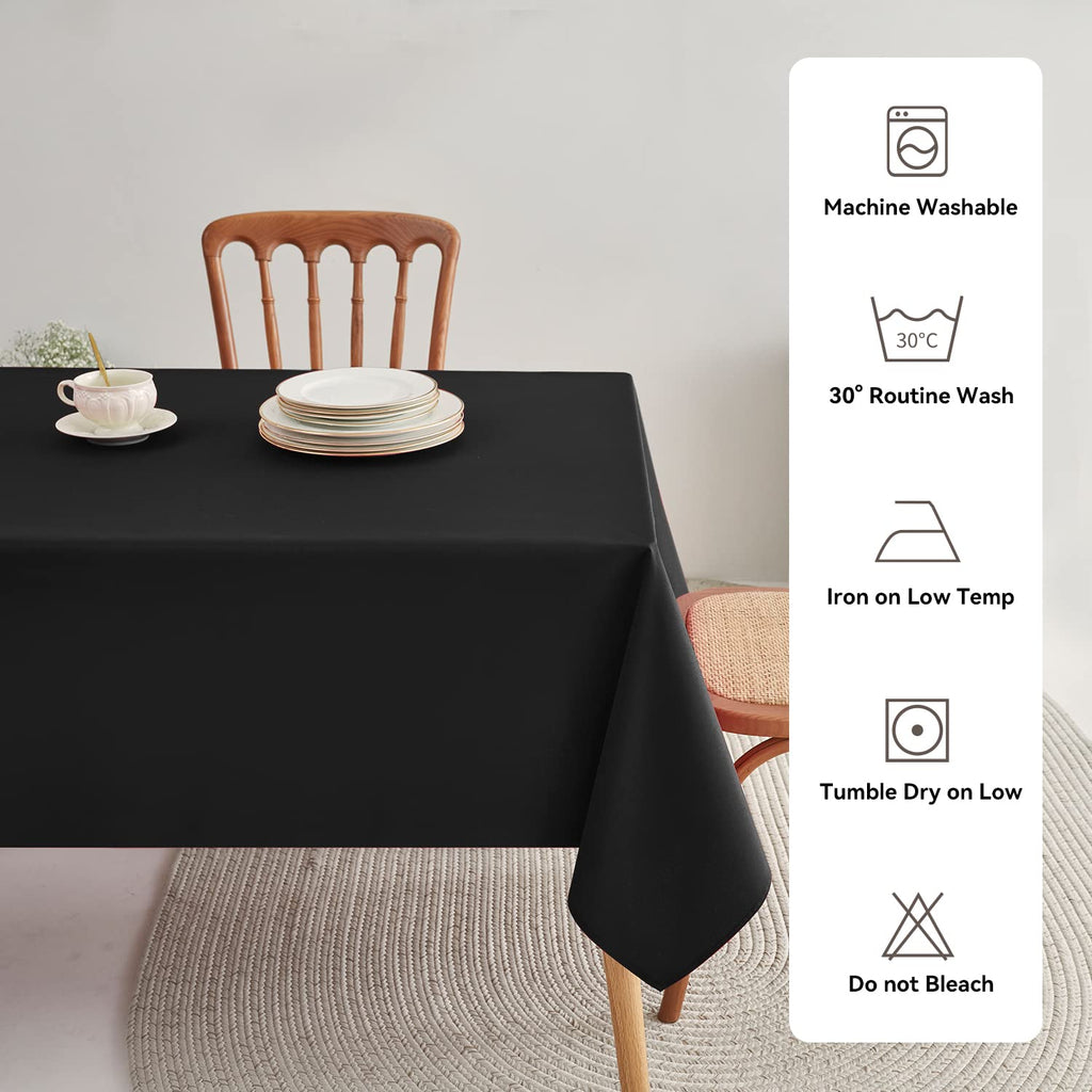 Rectangle Tablecloth - 60 x 120 inch Black Waterproof and Wrinkle Resistant Washable Polyester Table Cloth