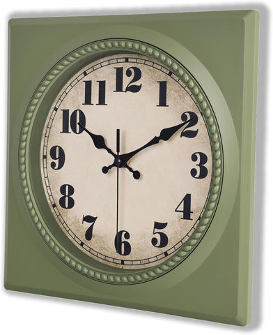 Vintage Wall Clock 1950s Style - Retro 50's Mid Century Square Wall Clocks Battery Operated for Kitchen Living Room
