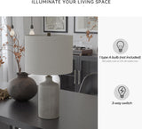 Signature Design by Ashley Linus Modern 25" Ceramic Table Lamp, Natural Stone Finish