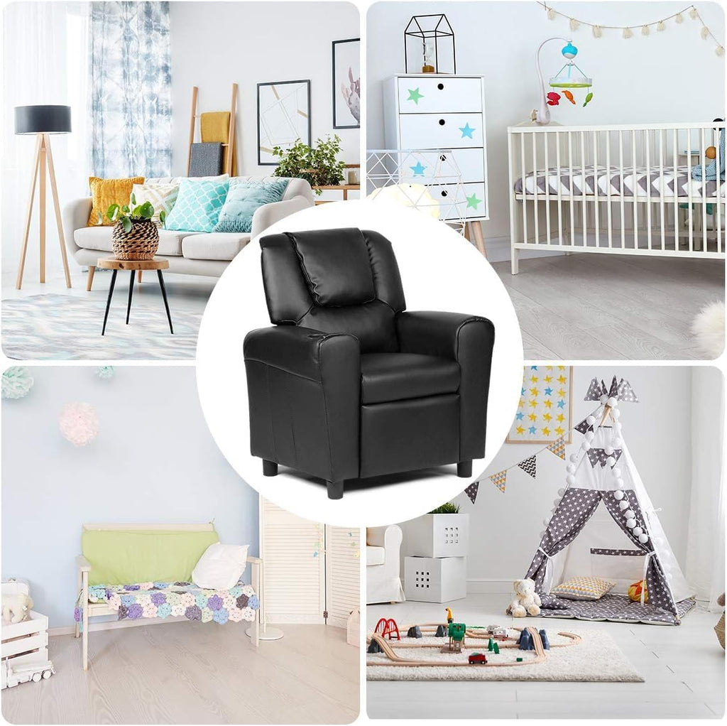 Adjustable Recliner Kids Chairs with Footrest & Backrest,Comfy Toddler Lounge Armchair for Age 3+, Single Sofa Couch