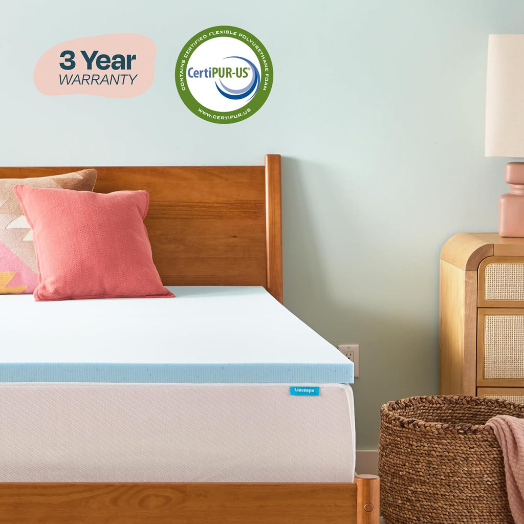 Memory Foam Mattress Topper, Full Size - 2 Inch Gel Infused Memory Foam - Plush Feel - Cooling and Pressure Relieving