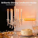 7-Arm Crystal Candle Holder, 14'' Crystal Candelabra with Crystal Pendant, Elegant Crystal Candelabra Candlestick Holder