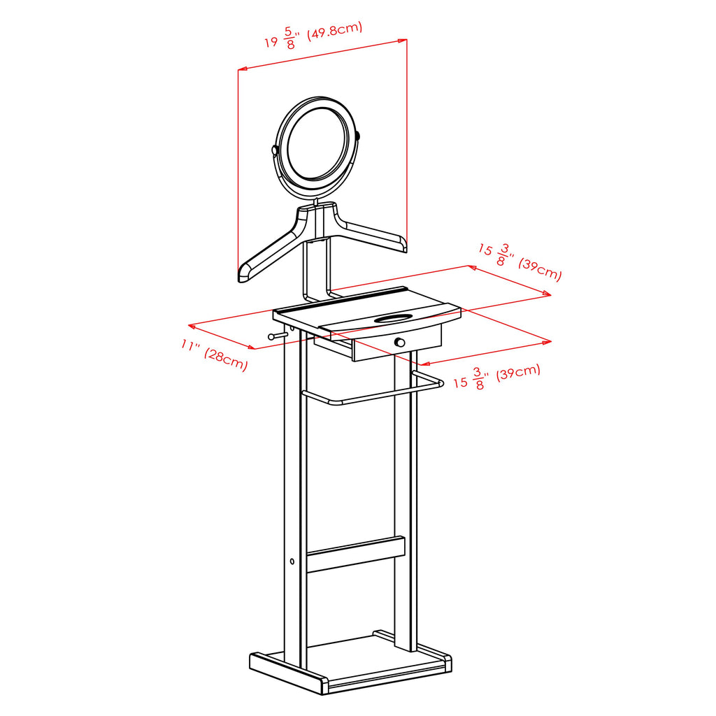 Wood Valet Stand With Wood Base, Dark Espresso (92155)