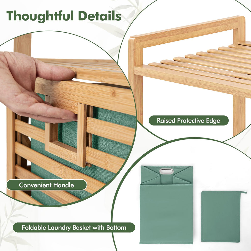 Bamboo Tilt-Out Laundry Hamper with Foldable & Removable Basket