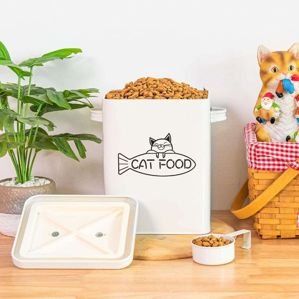 Dog and Cat Food Storage Container, Farmhouse Pet Food Containers with Lid and Dry Food Scoop, Durable Airtight Great