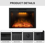 36'' Electric Fireplace Inserts, Recessed & Built in Wall Electric Fireplace Heater with Fire Crackling Sound