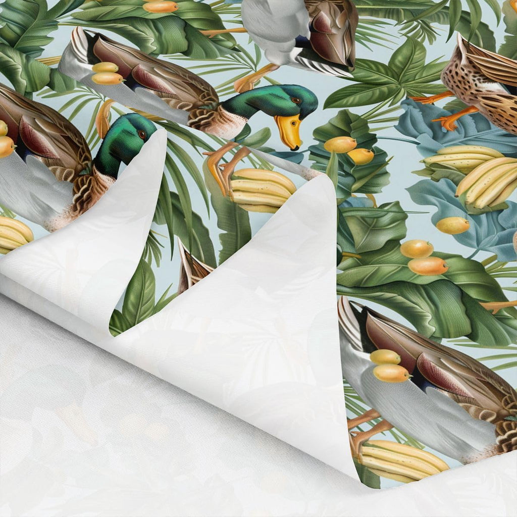 Wild Duck Fabric by The Yard, Tropical Banana Fruits WaterproofFabric, Rustic Leaves Plants Fabric for Arts and Crafts