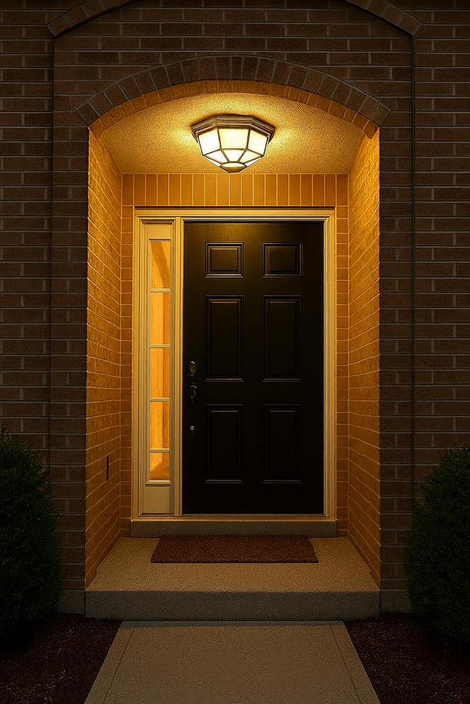 10.6" Octagonal Outdoor Flush Mount Ceiling Light, 13W 3000K 1250 Lumen Farmhouse Lantern