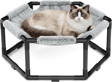 Elevated Cat Hammock Bed, Hexagon Raised Cat Swing Bed Cot Lounge Chair