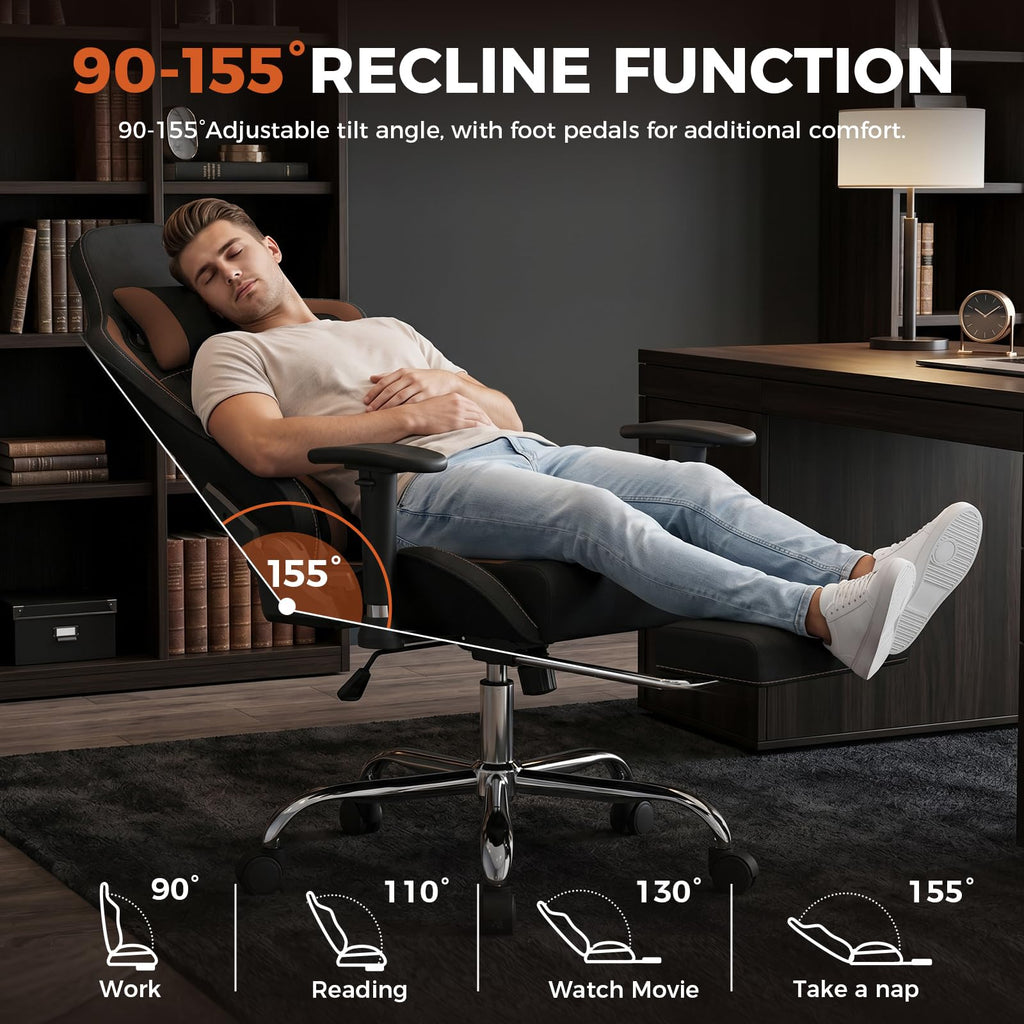 Gaming Chair High Back Ergonomic Computer Chair with Breathable Fabric, with Lumbar Support, 8-Way Adjustable