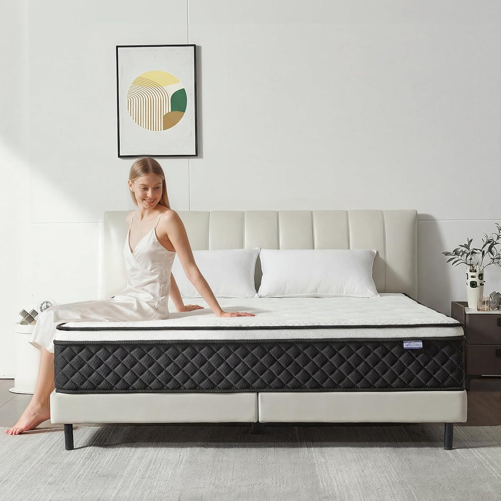 Queen Mattress, 12 Inch Queen Size Mattress in a Box, Memory Foam Mattress with Pocket Springs, Medium Firm, Lumbar