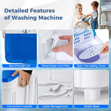 Portable Washing Machine, 17.6lbs Compact Washer Spinner Combo with Pump Drain, Twin Tub 11lbs Wash & 6.6lbs Spin