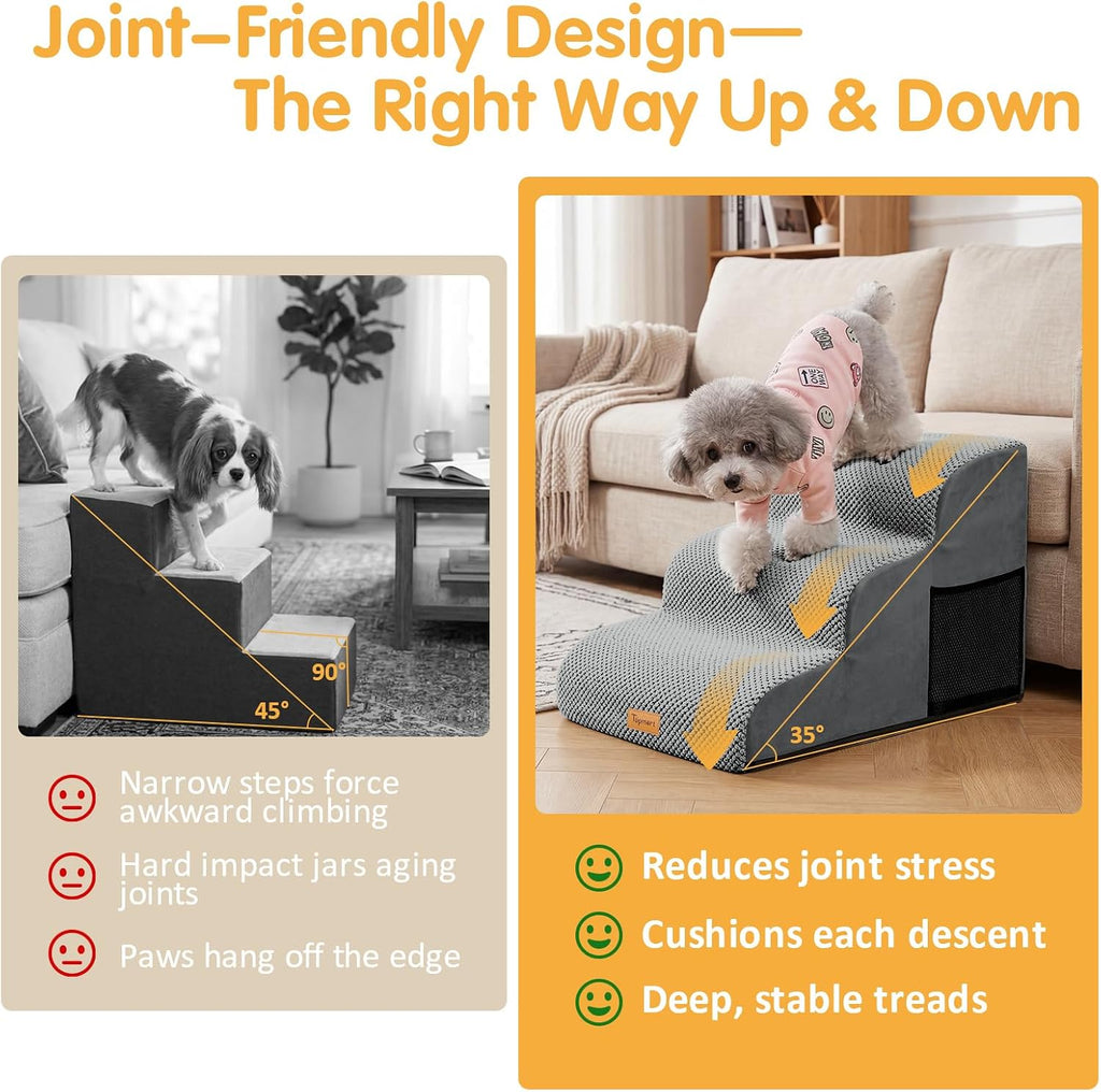 3 Tiers Foam Dog Ramps/Steps, Non-Slip Pet Steps