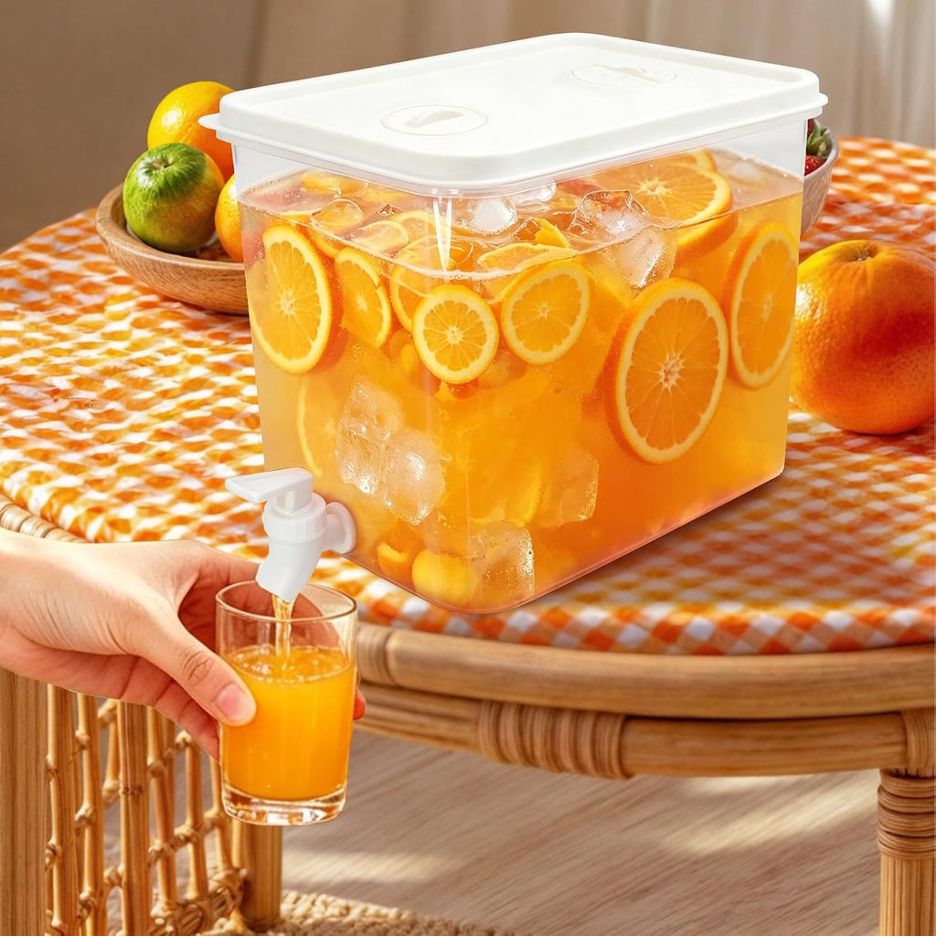 2.3 Gallon Drink Dispenser for Fridge with Spigot, Beverage Container Leak Proof Lids Filter Screen, Lemonade - Set of 2