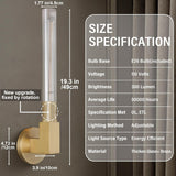 Gold Wall Sconces Set of 2, Modern Bathroom Vanity Lights with Tube Glass Shades - Industrial Vintage Wall Lighting for Mirror, Hallway, Bedroom, Dressing Room A114-B0F47Y6WY2