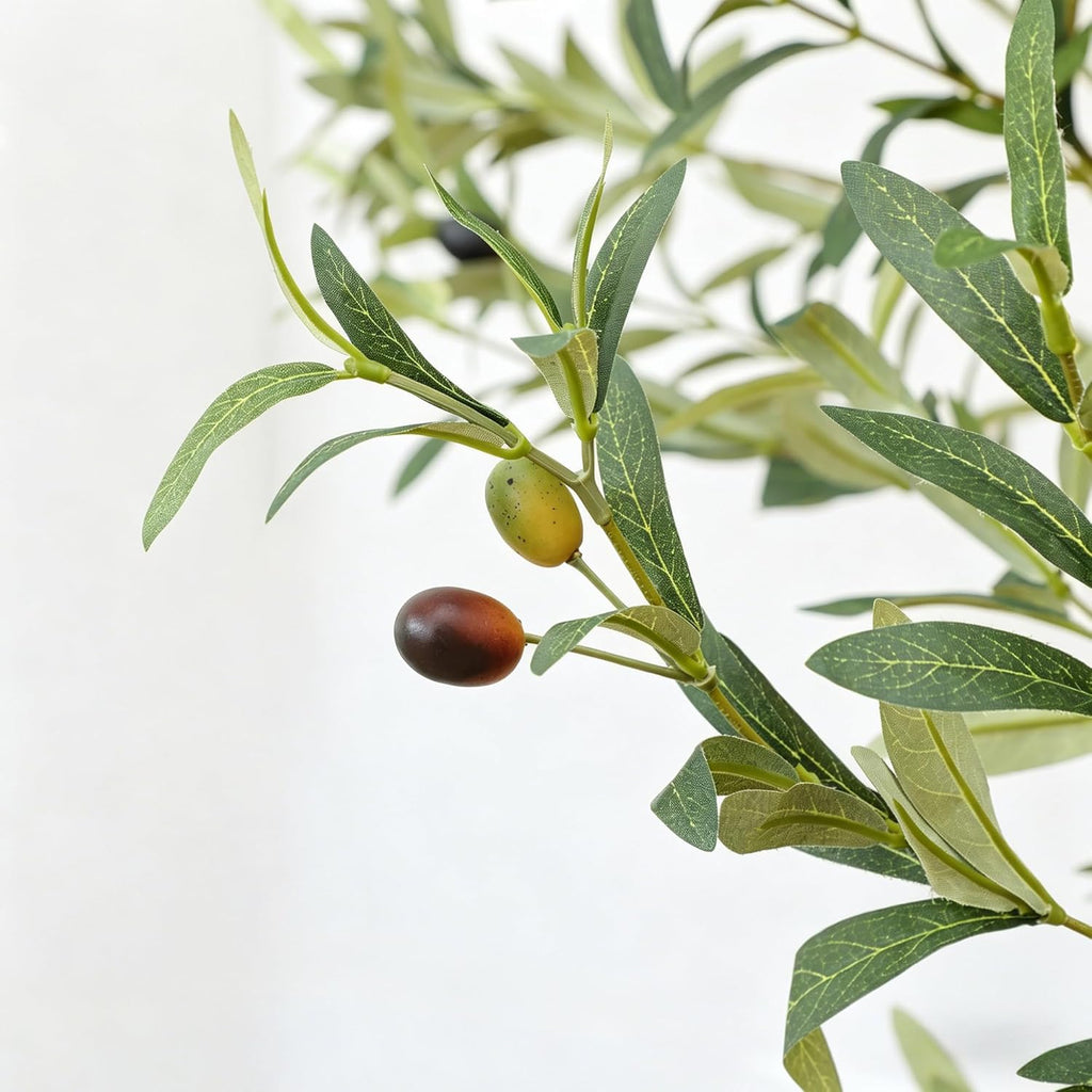 Tall Faux Olive Tree,7ft(84in) Realistic Potted Silk Artificial Indoor with Green Leaves and Big Fruits Living Room