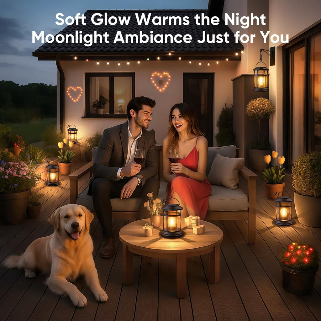 Solar Lanterns Outdoor Waterproof: 6 Pack Hanging Solar Lights for Porch