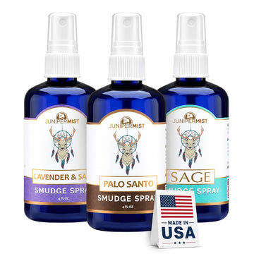 Smudge Spray Gift (114ml), Sage Spray, Palo Santo & Lavender Spray for Cleansing Negative Energy, Spiritual - Set of 3
