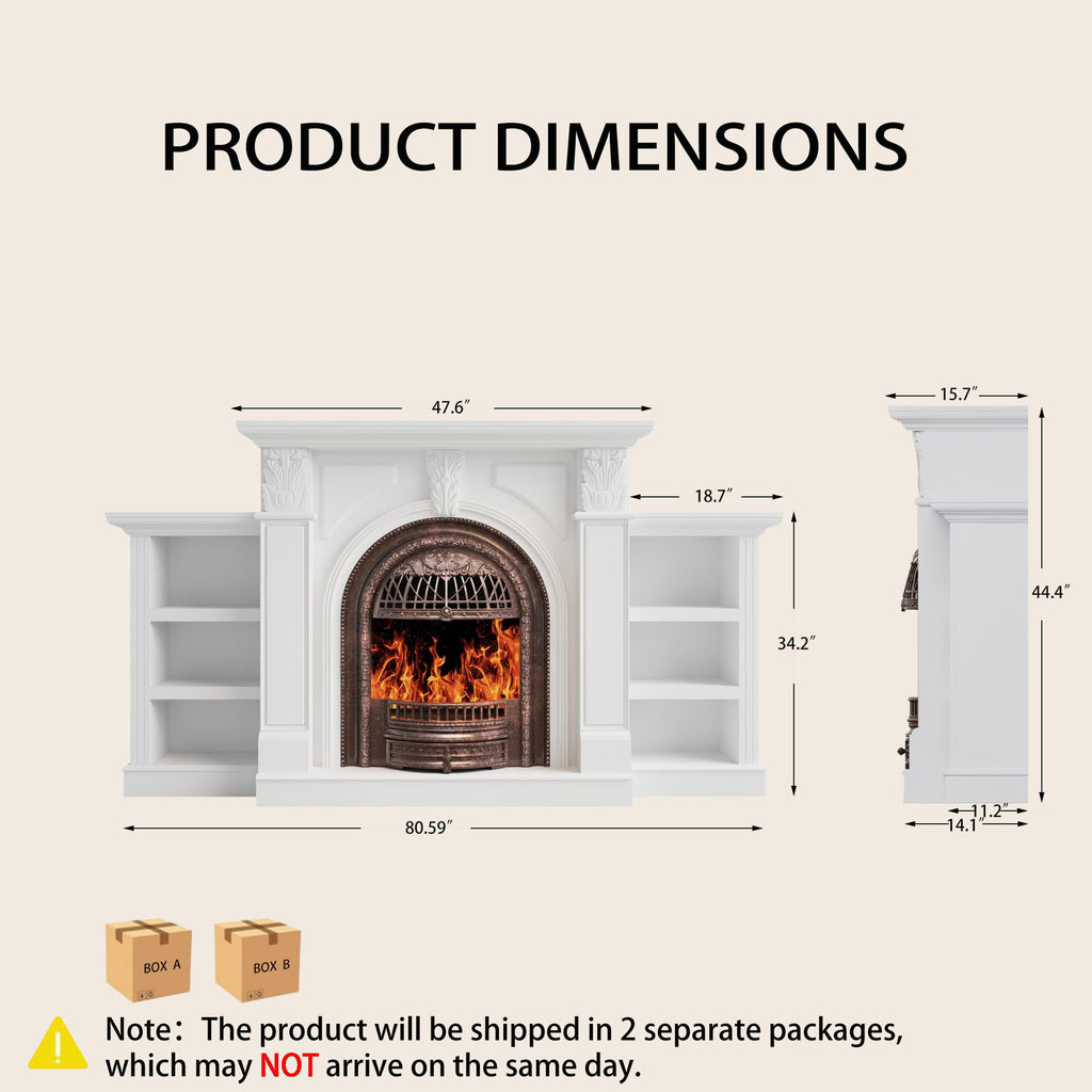 80" Birdcage Electric Fireplace TV Stand with Mantel