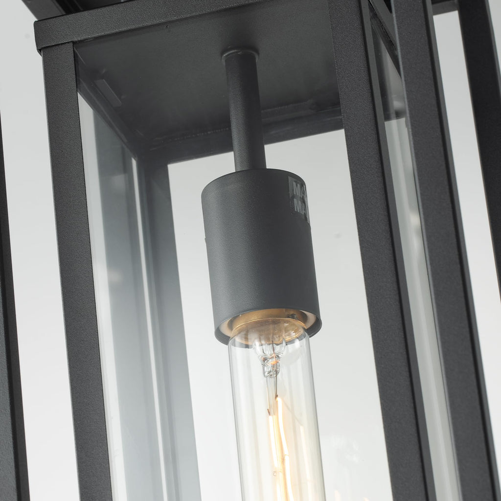 18" Matte Black Outdoor Pendant Lights for Front Porch Hanging Lamps