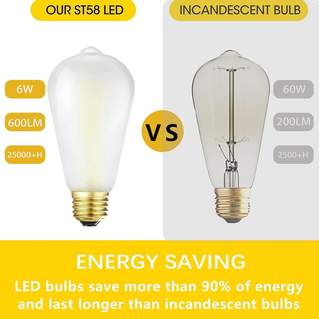 Dimmable E26 Edison Bulbs 60W Frosted 5000K Daylight White LED Bulb
