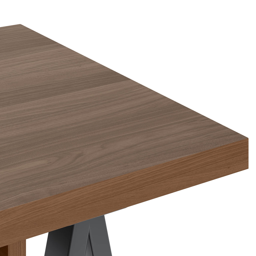 Sawhorse 60" Wide Walnut Veneer and Metal Writing Desk