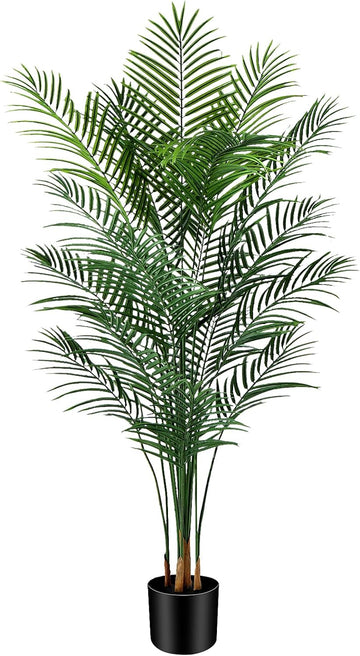 7ft Artificial Palm Tree Outdoor, Large Fake Tropical Areca Palm with 18 Trunks, Tall Faux Floor Plants for Indoor