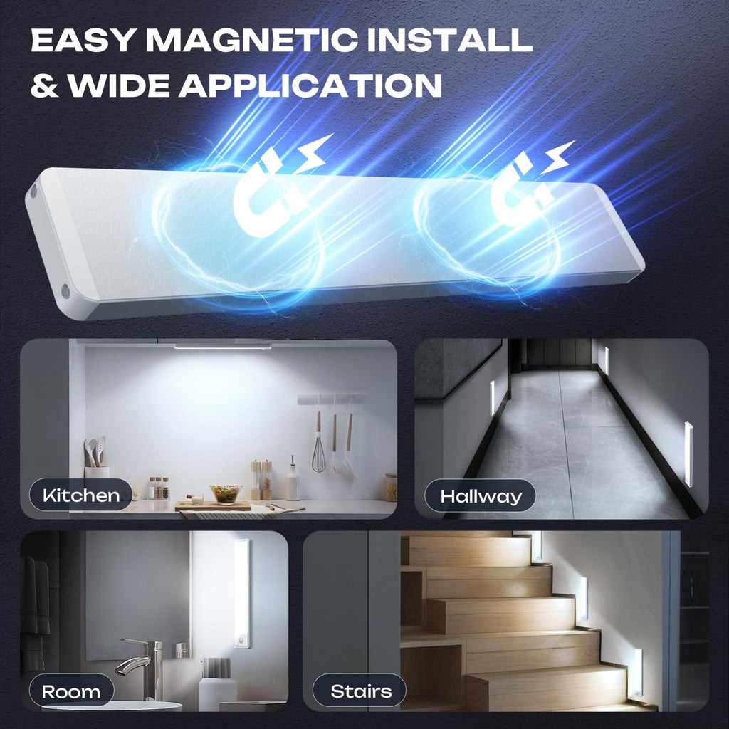 Under Cabinet Lighting Wireless LED Motion Sensor Magnetic Light 14Inch 2500maAh Rechargeable Indoor Closet Lights