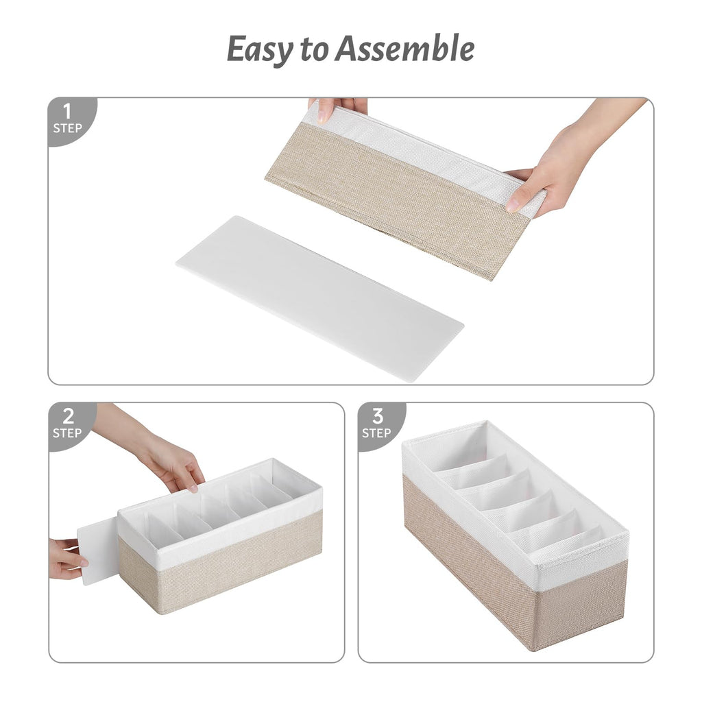 3 Packs Fabric Belt Organizer, 6 Grids Belt Organizer for Closet and Drawer, Foldable Dresser Drawer Organizers, Tie