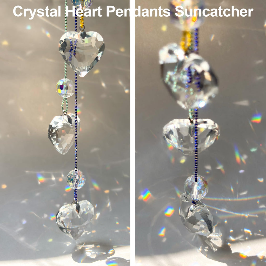 Crystals Heart Prisms Suncatcher Hanging Ornament, Garden Decoration (Heart)