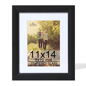 11x14 Picture Frame Real Glass, Display Pictures 8x10 with Mat or 11x14 Without Mat, Modern Style Wood Composite