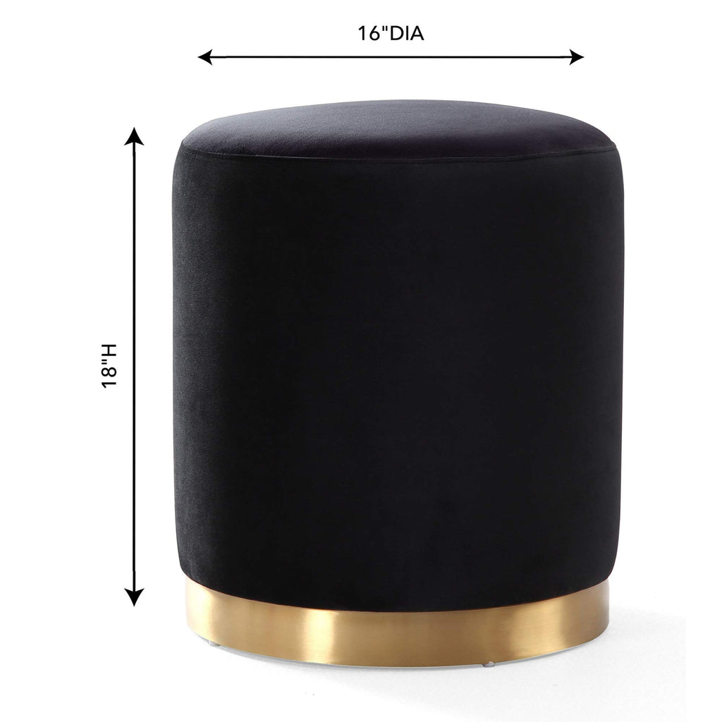 Opal Black Velvet Ottoman -Gold Base