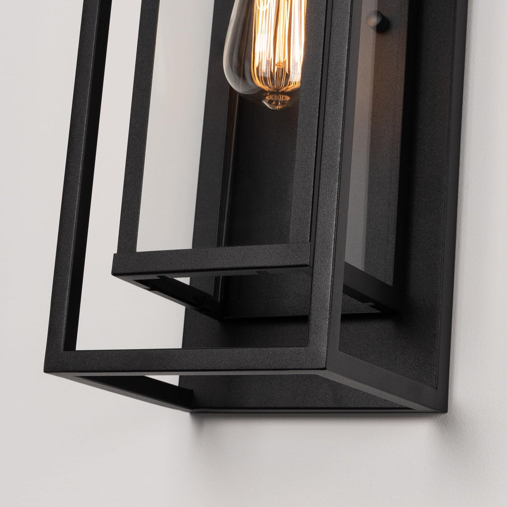 18" Modern Outdoor Porch Wall Light, Matte Black, Pack of 4