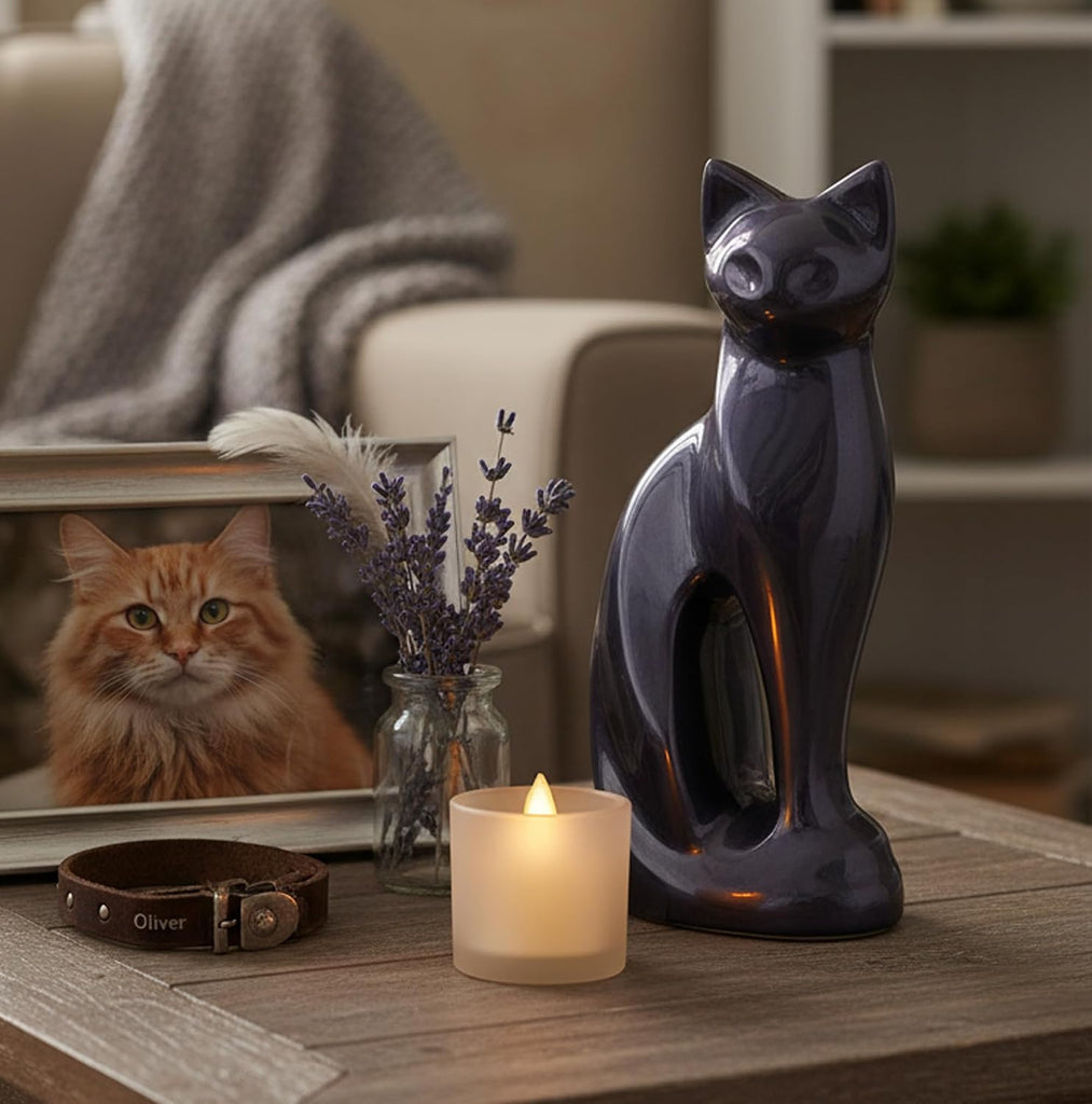 Cat kitten shape cremation urn | Memorial Funeral Burial full-size urn for ashes| Size - 9 inches.