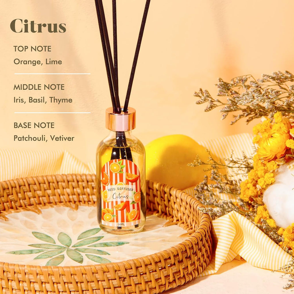 Reed Diffuser Pack, Linen Vanilla Citrus Scented Oil Diffuser with 15 Sticks, Reed Diffusers Air Freshener - Set of 3