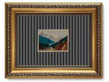 Mid Century Modern Wall Art Vintage Gold Framed Striped Picture Wall Decor