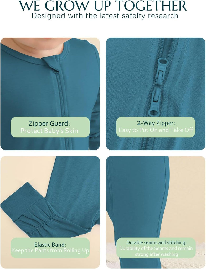 Baby Romper Boys Girls Bamboo Pajamas Way Zipper Footless Unisex Long Sleeve Sleepers Sleep and Play