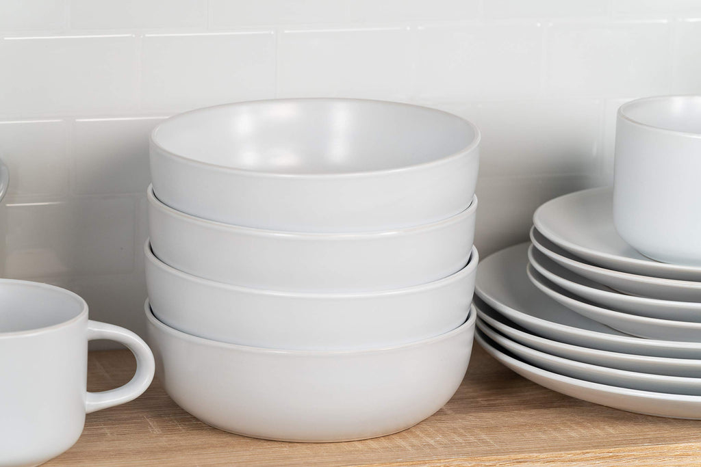 Wazee Matte Coupe Dinnerware Pack of 16, White