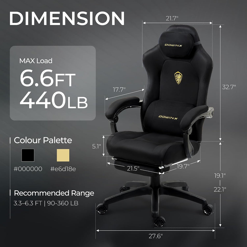 Big and Tall Gaming Chair, Suede Fabric Game Chair with Pocket Spring Cushion, High Back Gamer Chair Ergonomic with